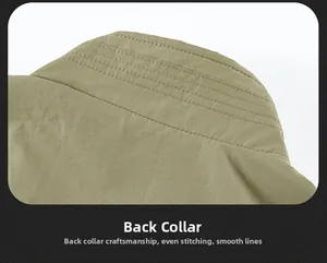 Macro-opname van versterkte stiksels aan de achterkant van het olijfgroene outdoorvest