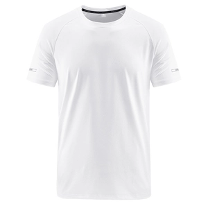 Men's white quick-dry sports T-shirt with breathable mesh fabric and raglan sleeves