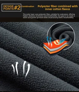 Detail view of durable polyester fleece fabric with breathable thermal inner lining layer