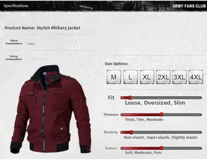 Detail view of burgundy military cotton jacket featuring stand collar and cargo pockets