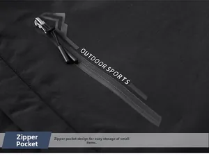 Détail de la poche zippée résistante à l'eau avec imprimé Outdoor sur veste pour hommes
