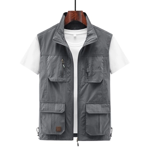 Heren Outdoor Cargo Vest Nylon Ademende Mesh Voering Meerdere Zakken Utility Vest Voor Vissen Fotografie Wandelen Casual Stijl