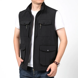 Herren Utility Weste mit Vielen Taschen Nylon Atmungsaktiv Schnelltrocknend Outdoor Angeln Fotografie Stehkragen Weste
