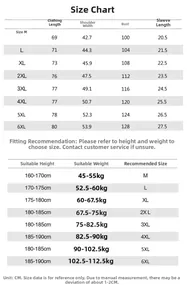 Detailed size chart for men's short sleeve shirt showing measurements from M to 6XL