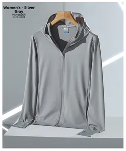 Détail de la veste solaire gris argenté UPF50+ avec mesh respirant et passe-pouces