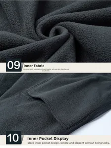 Close-up of the breathable fleece lining and internal pocket on a dark gray men's jacket