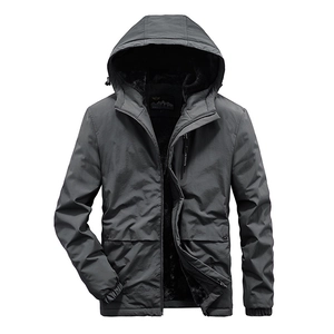 Veste à Capuche pour Hommes Coupe-vent Doublé en Polaire Manteau d'Hiver Chaud Sports de Plein Air Décontracté Top Zip