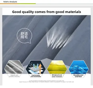 Detailed view of breathable blue functional fabric with anti-wrinkle and windproof texture