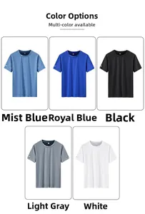 Detail of quick-dry ice silk fabric in fog blue, royal blue, black, gray, and white