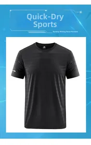 Detail of black sports T-shirt featuring breathable mesh texture and reflective sleeve strip