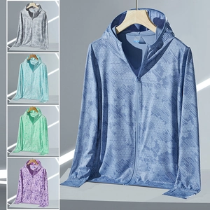 Veste de Protection Solaire UPF50 pour Hommes Légère Respirante à Capuche Séchage Rapide Extérieur Sport Avec Passe-pouces