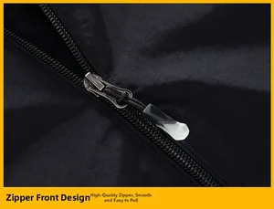 Detailed macro view of the durable windproof zipper and polyester fabric texture