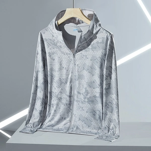 Veste de protection solaire UPF 50+ pour hommes en soie glacée avec texture géométrique