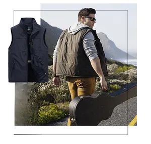 Détail du gilet d'extérieur pour hommes avec doublure polaire et poches zippées pratiques