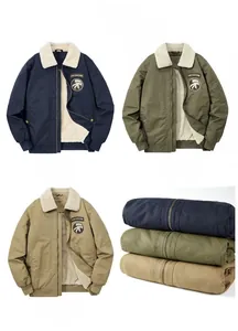 Mens flight bomber jacket featuring fleece collar and Army Airborne embroidery patch