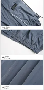 Detail view of inner hidden pocket, elastic hem, and breathable synthetic fabric texture