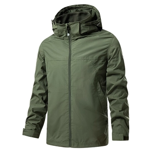 Men Outdoor Hooded Jacket Waterproof Windbreaker Nylon Fabric Breathable Softshell Coat For Hiking Camping Travel Casual Sportswear