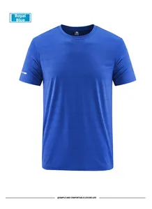 Close-up of royal blue breathable mesh fabric and reflective stripe on t-shirt sleeve