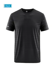 Close-up of black ice silk t-shirt fabric showing breathable horizontal knit texture