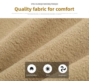 Detailed macro view of soft camel fleece fabric showing warm and breathable texture