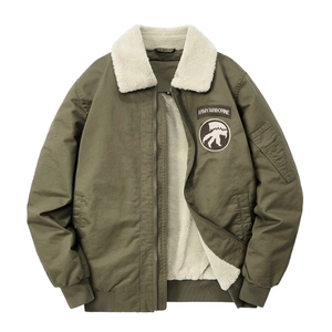 Men's Winter Bomber Jacket Sherpa Lined Fleece Cargo Coat Military Padded Airborne Patched Outwear For Men Warm Casual Jacket