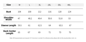 Detailed size chart for men winter fleece cotton jacket covering sizes M to 4XL