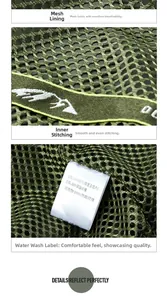 Detail view of green mesh lining and high-quality stitching on a summer casual vest