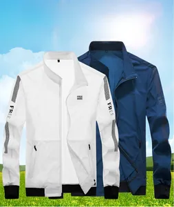 Détails de vestes de protection solaire légères pour hommes en blanc et bleu marine