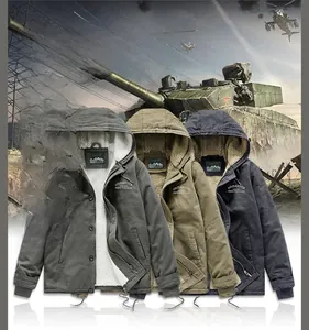 Trois options de couleurs pour parkas homme à capuche avec doublure épaisse en laine d'agneau