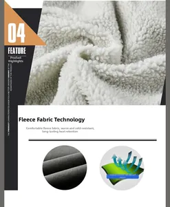 Détail de la doublure en polaire sherpa chaude et couche extérieure coupe-vent