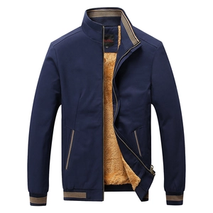 Men Winter Fleece Lined Jacket Cotton Stand Collar Casual Workwear Outerwear Thick Warm Windbreaker Coat For Daily Wear