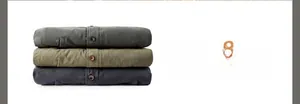 Détails de parkas d'hiver empilées en vert, kaki et gris montrant la texture du tissu