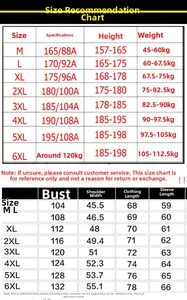 Detailed size guide for tactical men's military jacket ranging from M to 6XL