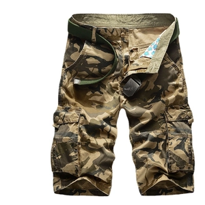 Men's Cargo Shorts 100 Percent Cotton Camouflage Print Multi Pocket Summer Outdoor Casual Loose Fit Shorts With Belt