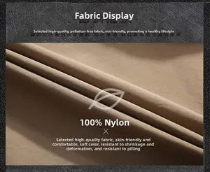 Macro shot of 100% nylon light khaki fabric texture for outdoor jackets detail