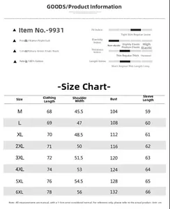 Detailed size chart for cotton cargo jacket featuring dimensions from M to 6XL in CM