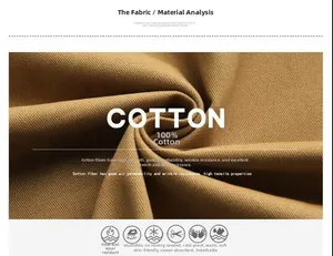 Close-up of 100% cotton twill fabric showing detailed texture and soft khaki weaving