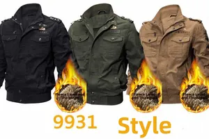 Thickened fleece-lined tactical jackets for men in black, military green, and khaki styles