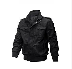 Detail of military cotton jacket showing rib-knit stand collar and shoulder epaulettes feature