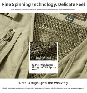 Detailed macro view of quick-dry mesh lining and nylon fabric on outdoor fishing vest