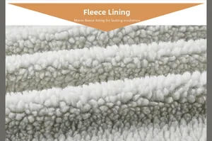 Gros plan sur la doublure en polaire sherpa blanc cassé pour chaleur et isolation thermique