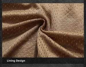 Detailed macro view of breathable brown mesh lining fabric with soft texture and holes