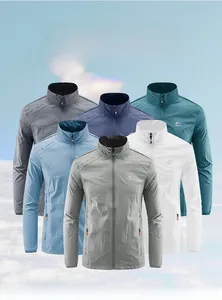 Vestes de protection solaire en soie glacée pour hommes en six coloris avec zip