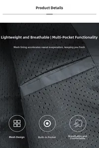 Détail de la doublure en maille respirante et de la poche intérieure de ce gilet de pêche