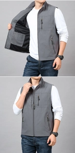Detail view of quick-dry fishing vest showing breathable mesh lining and inner pocket