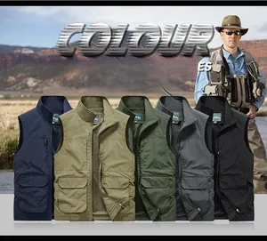 Outdoor fishing vest with multiple pockets in five colors and breathable mesh lining