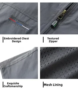 Détails de gilet de pêche séchage rapide avec doublure mesh et broderie
