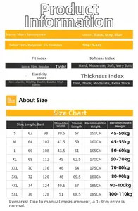 Detailed size chart for men's hooded outdoor jacket with sizing from S to 5XL