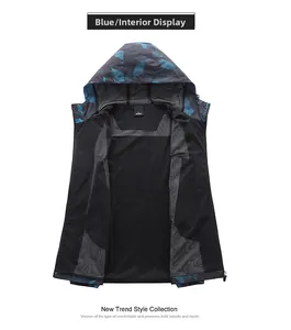 Detailed view of the breathable black mesh lining and blue camo pattern on the jacket