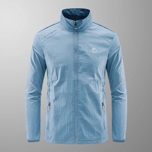 Veste pare-soleil en soie glacée pour hommes avec col montant et tissu respirant léger